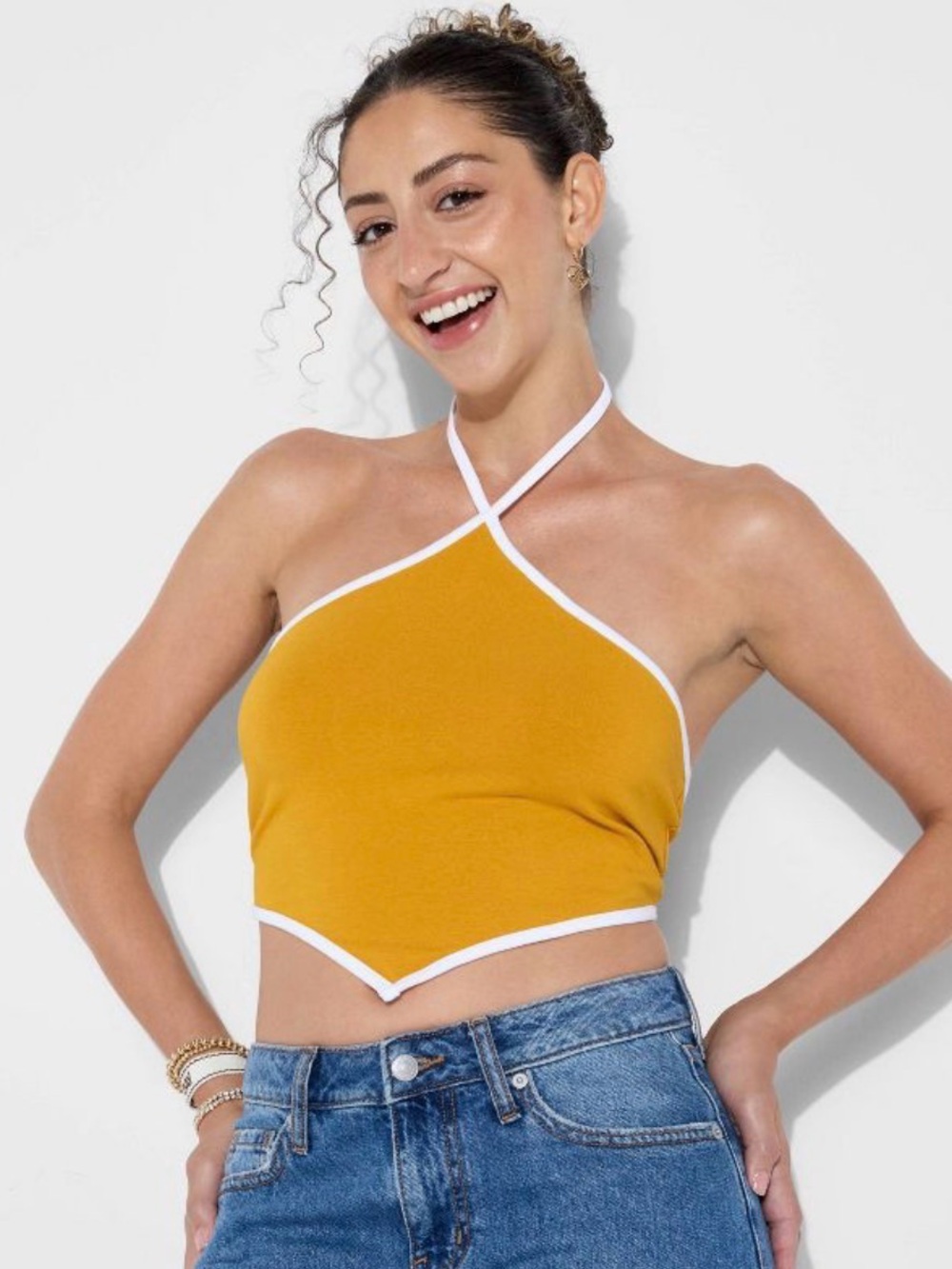 5/$25 Wild Fable Halter Crop Top with White Trim